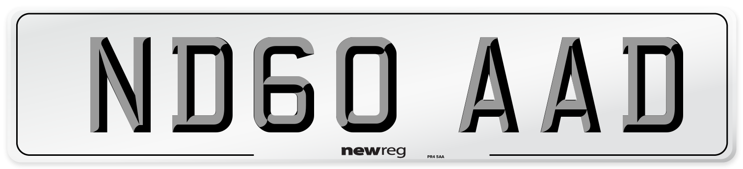 ND60 AAD Number Plate from New Reg